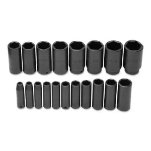 Stanley® Products Torqueplus 19 Piece Deep Impact Socket Sets, 1/2 in, 6 Point, 74116