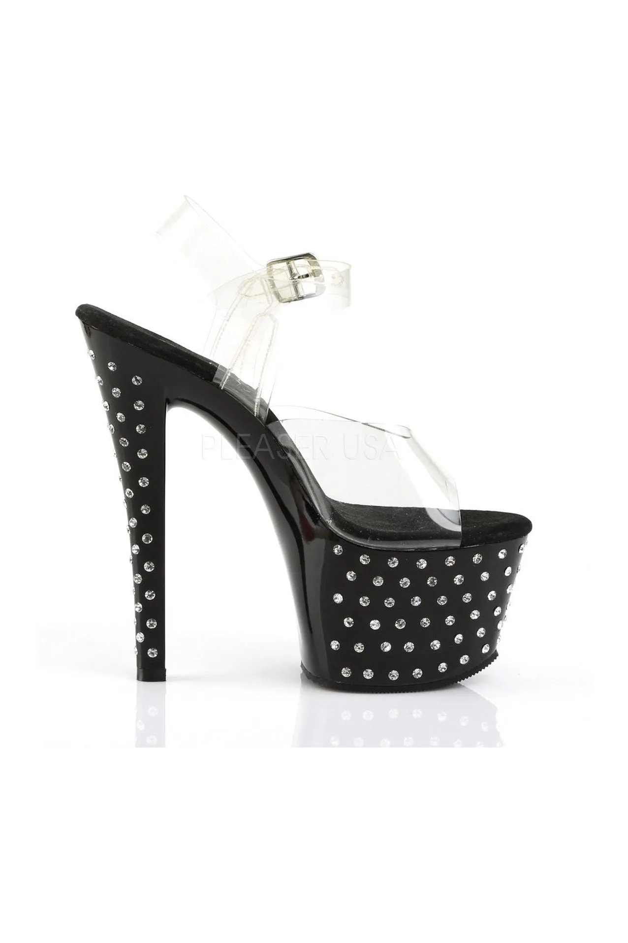 STARDUST-708 Platform Sandal  | Black Vinyl