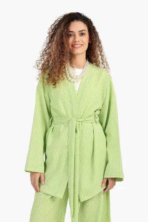 Striped Open Neckline Cardigan
