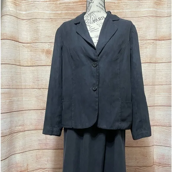 Studio Works Women's Black 2‎ Piece Faux Suede Skirt Suit