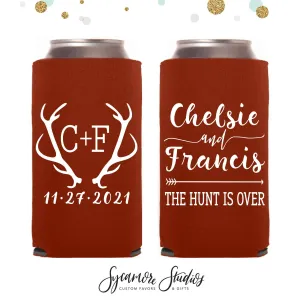 The Hunt is Over - Slim 12oz Wedding Can Cooler #112S