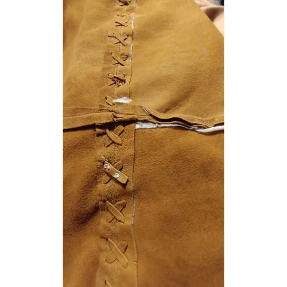 The Territory Ahead Woman's Maxi Slit Brown Suede Skirt Size 8 Zip &amp; Slit FLAW