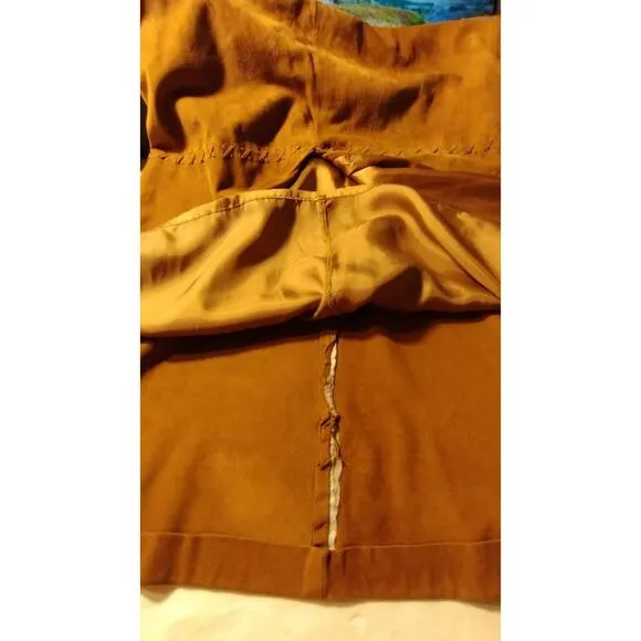 The Territory Ahead Woman's Maxi Slit Brown Suede Skirt Size 8 Zip &amp; Slit FLAW