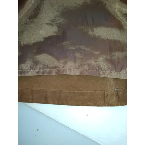 The Territory Ahead Woman's Maxi Slit Brown Suede Skirt Size 8 Zip &amp; Slit FLAW