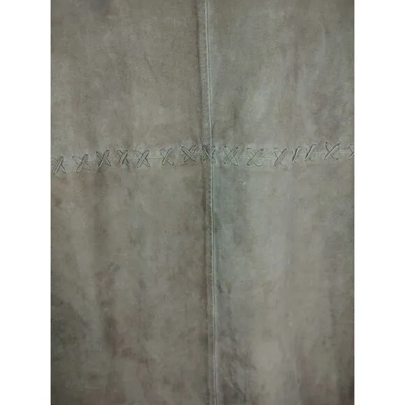 The Territory Ahead Woman's Maxi Slit Brown Suede Skirt Size 8 Zip &amp; Slit FLAW