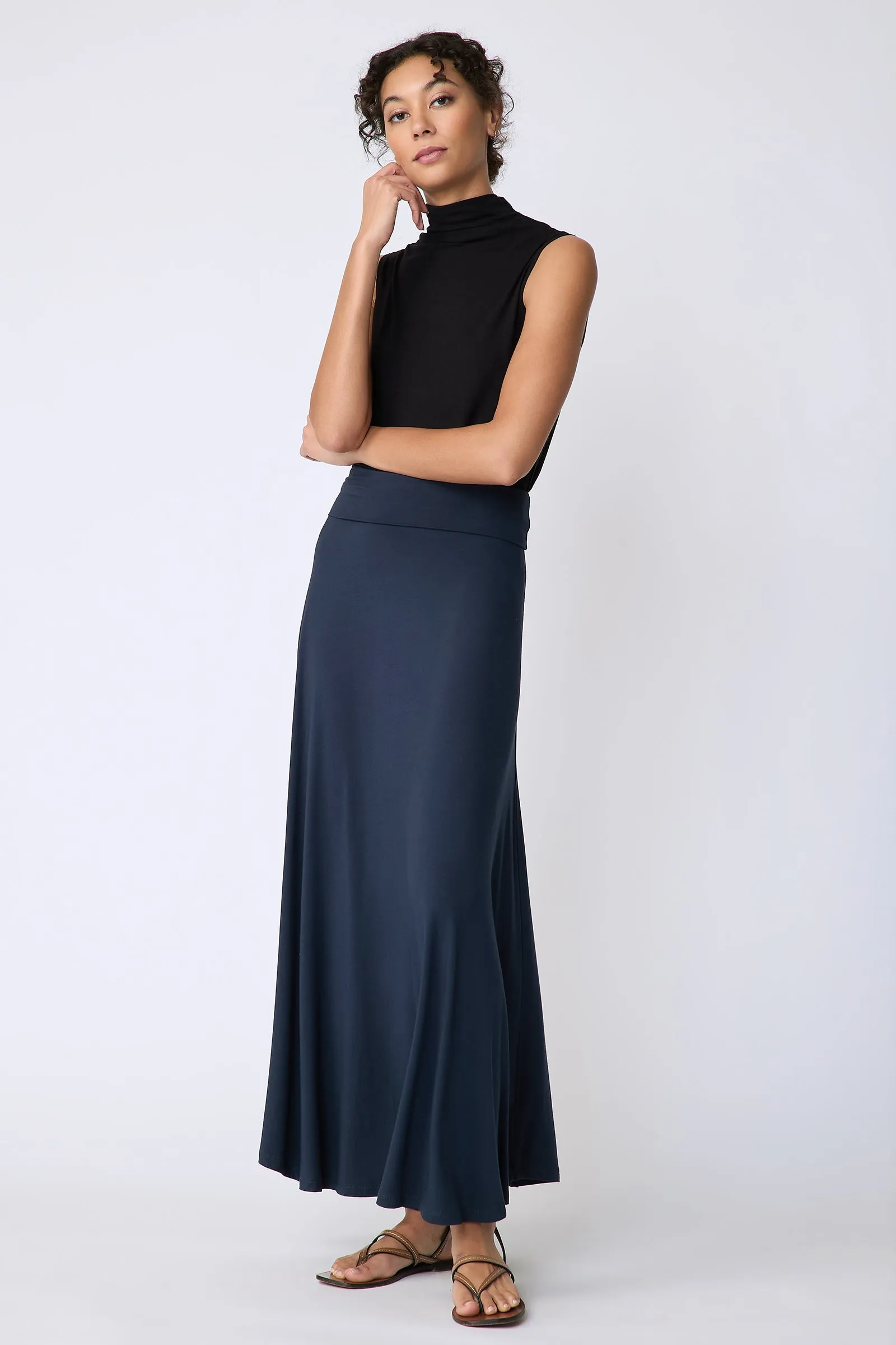 Thea Knit Kick Skirt - Navy