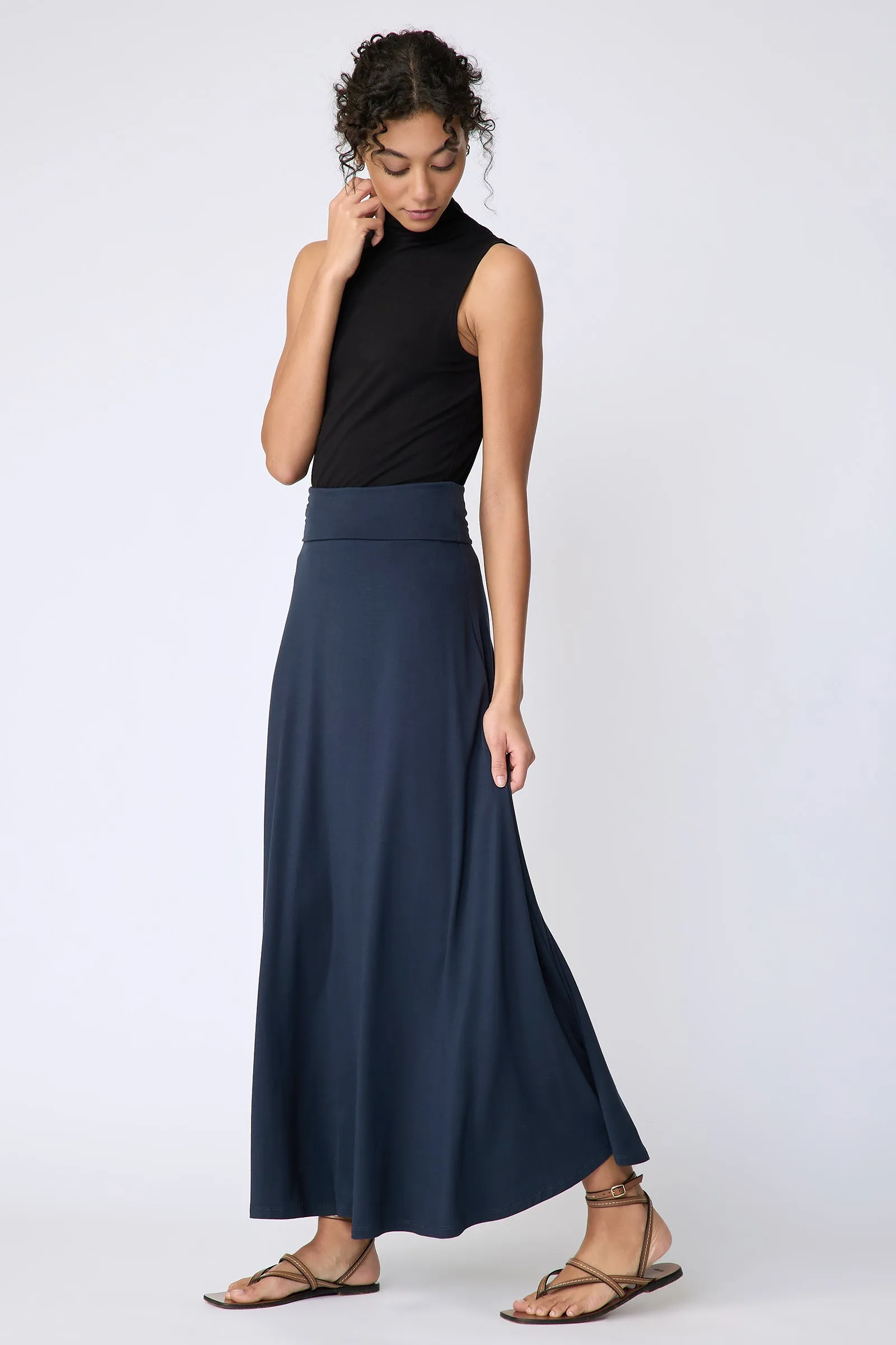 Thea Knit Kick Skirt - Navy