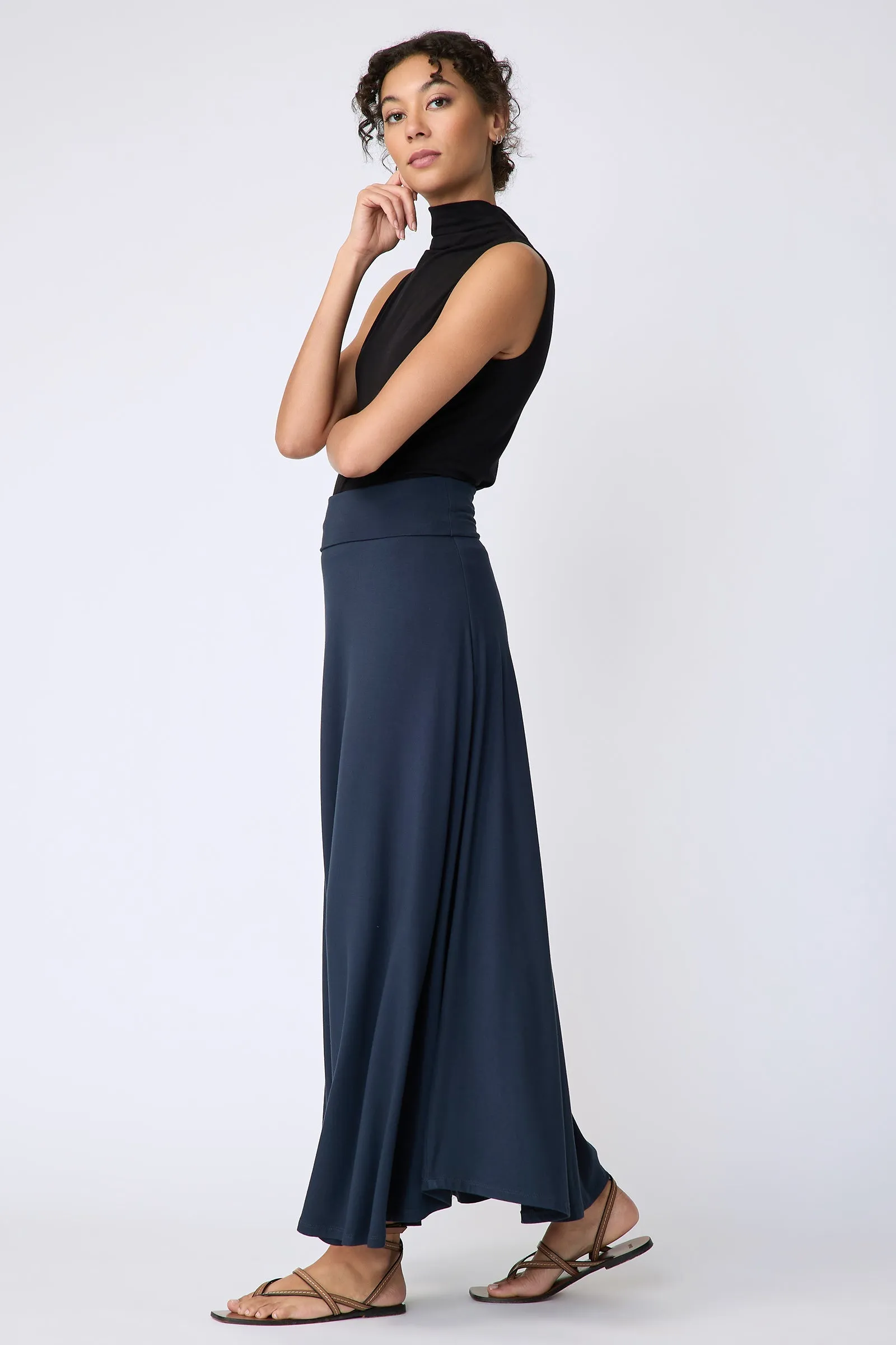 Thea Knit Kick Skirt - Navy