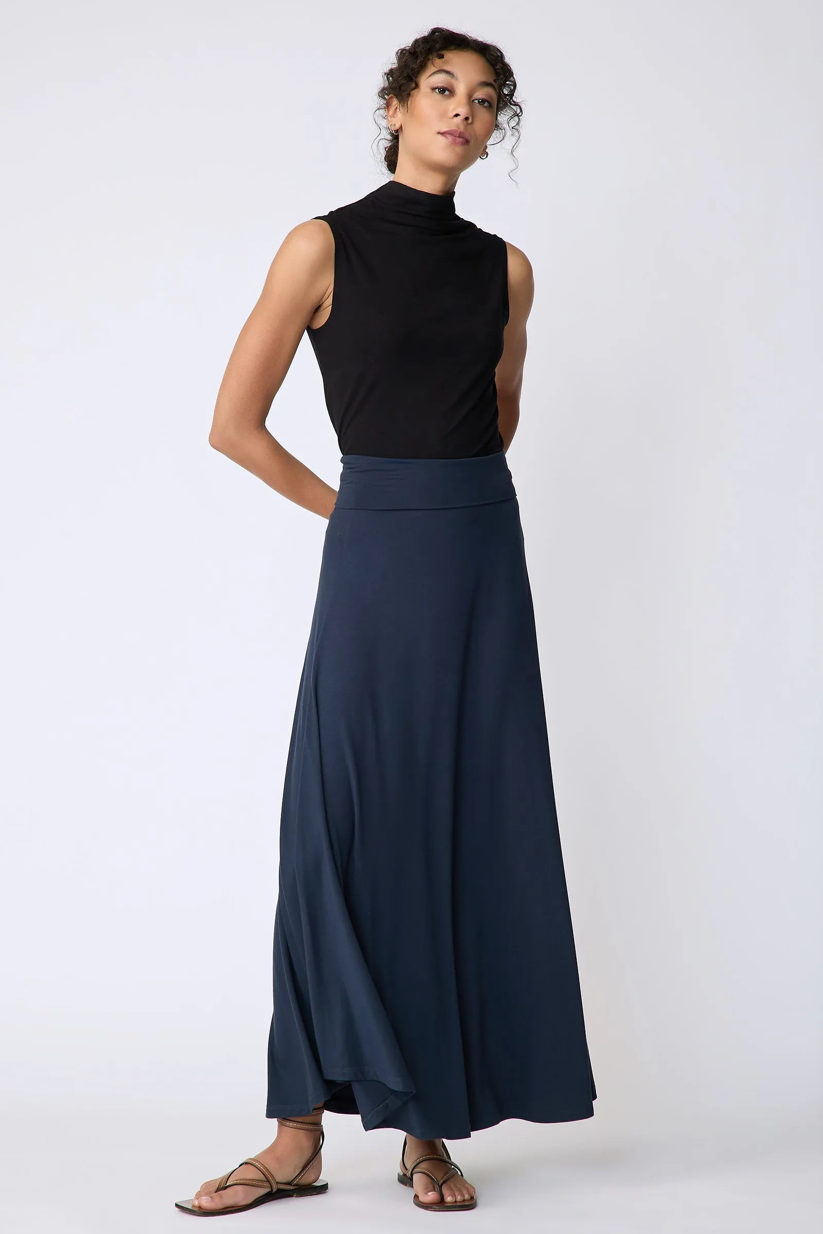 Thea Knit Kick Skirt - Navy