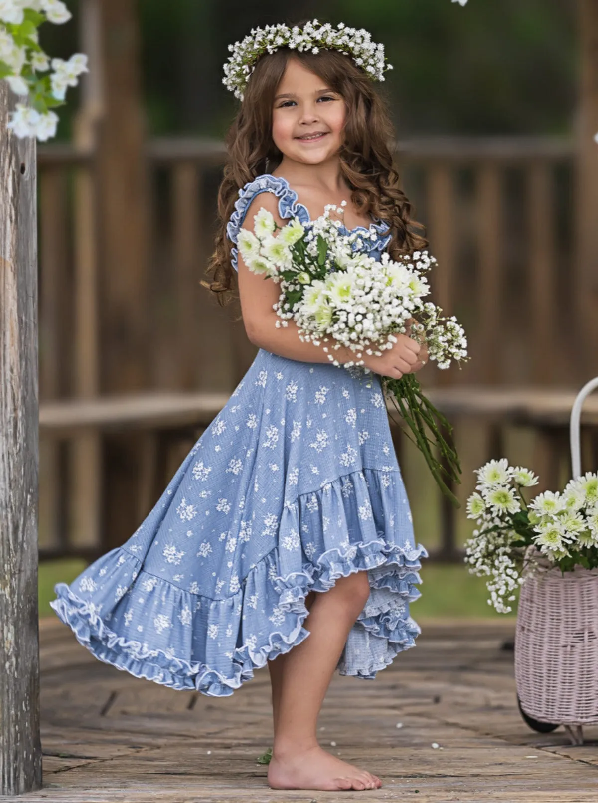 Twirl Into Spring Hi-Lo Ruffle Dress