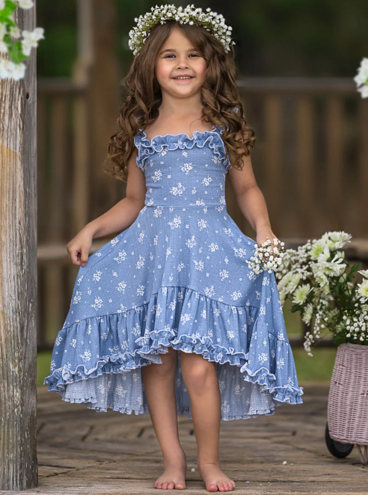 Twirl Into Spring Hi-Lo Ruffle Dress
