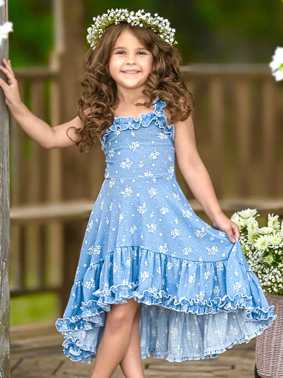 Twirl Into Spring Hi-Lo Ruffle Dress