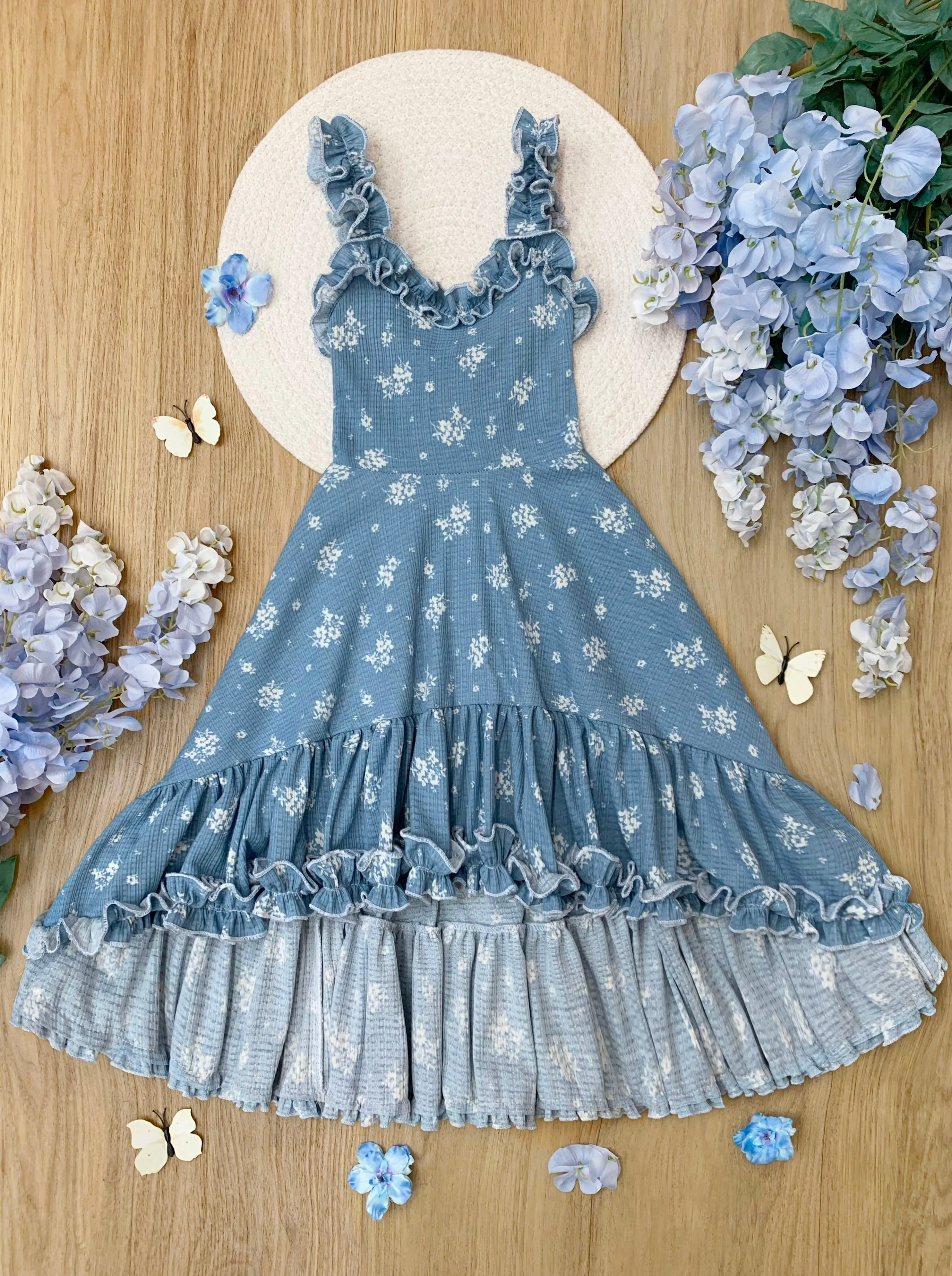 Twirl Into Spring Hi-Lo Ruffle Dress