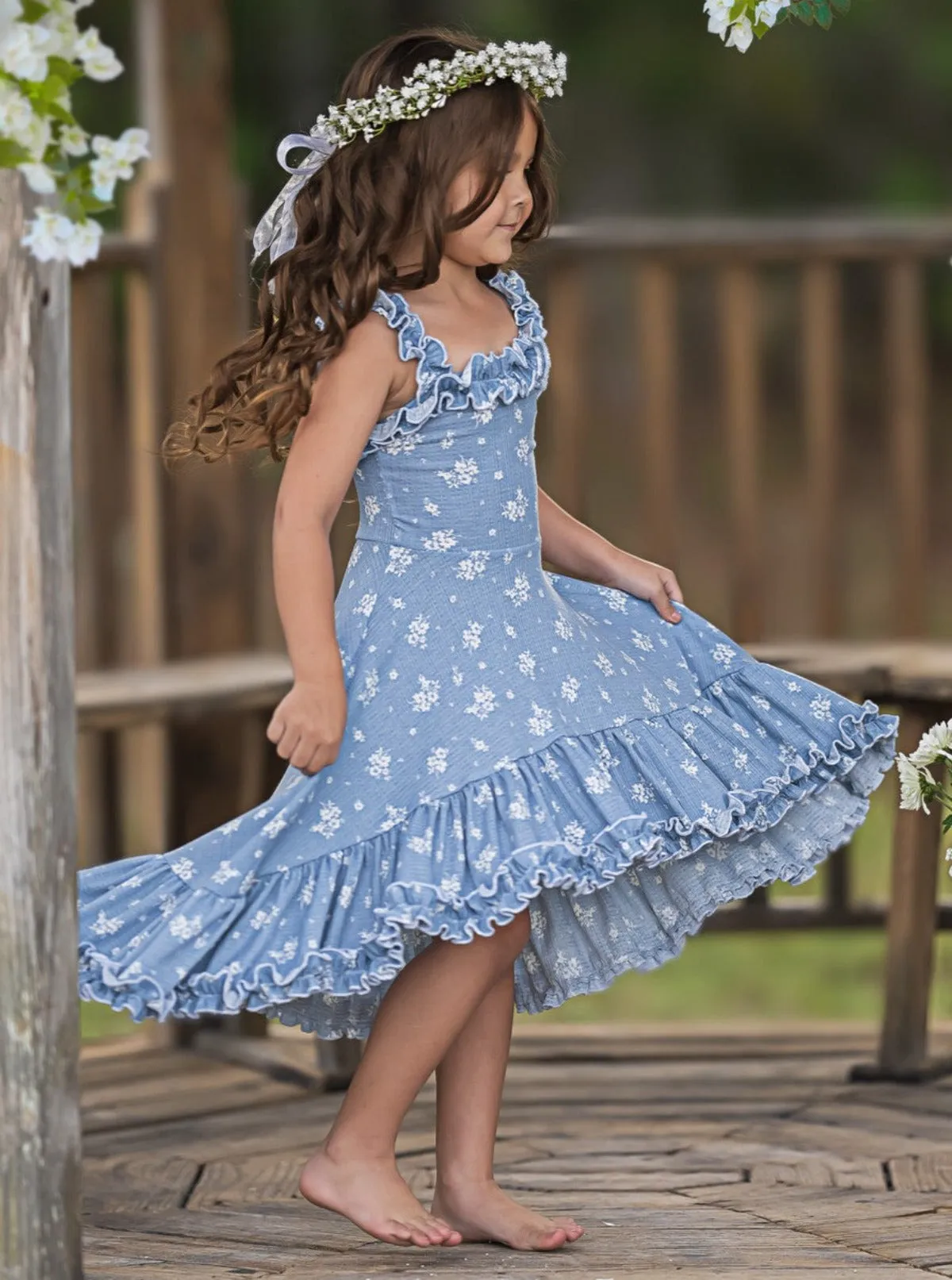 Twirl Into Spring Hi-Lo Ruffle Dress