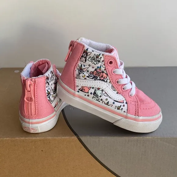 Vans Sk8 Hi Toddler Pink/White Sneakers- SZ 4 C