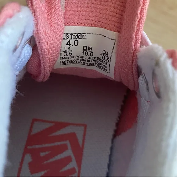 Vans Sk8 Hi Toddler Pink/White Sneakers- SZ 4 C
