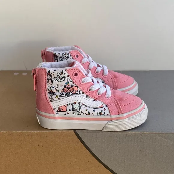 Vans Sk8 Hi Toddler Pink/White Sneakers- SZ 4 C