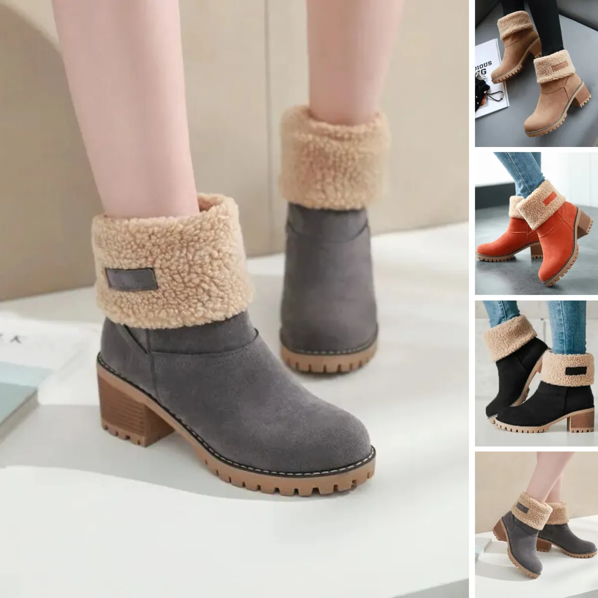 Warm Comfortable Winter Ankle Boots with Wool for Women | Ideal for Winter