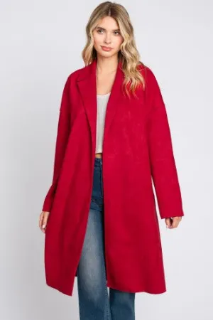 Warm Red Suede Stroller Coat