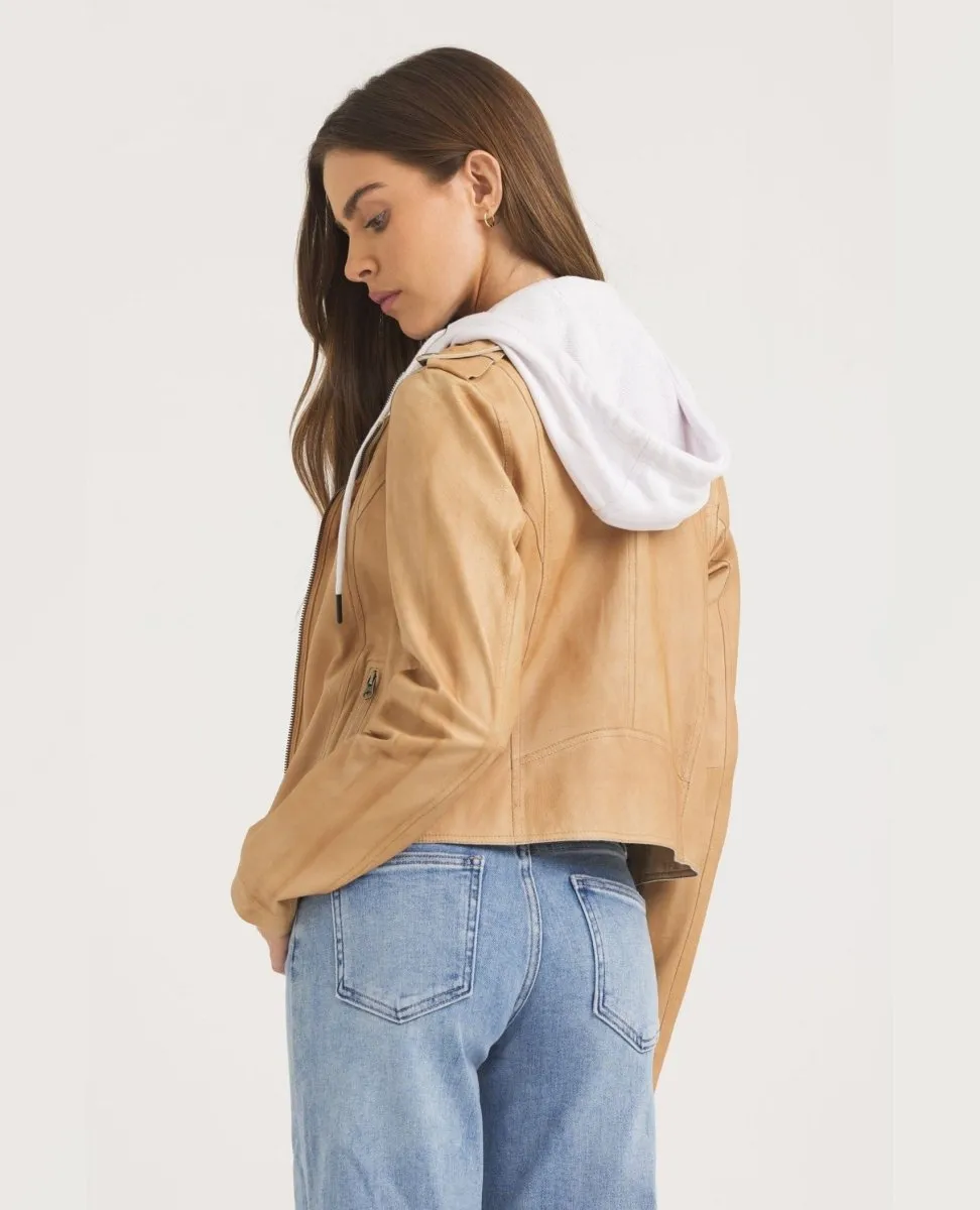 Washable Molly Leather Jacket Au Lait