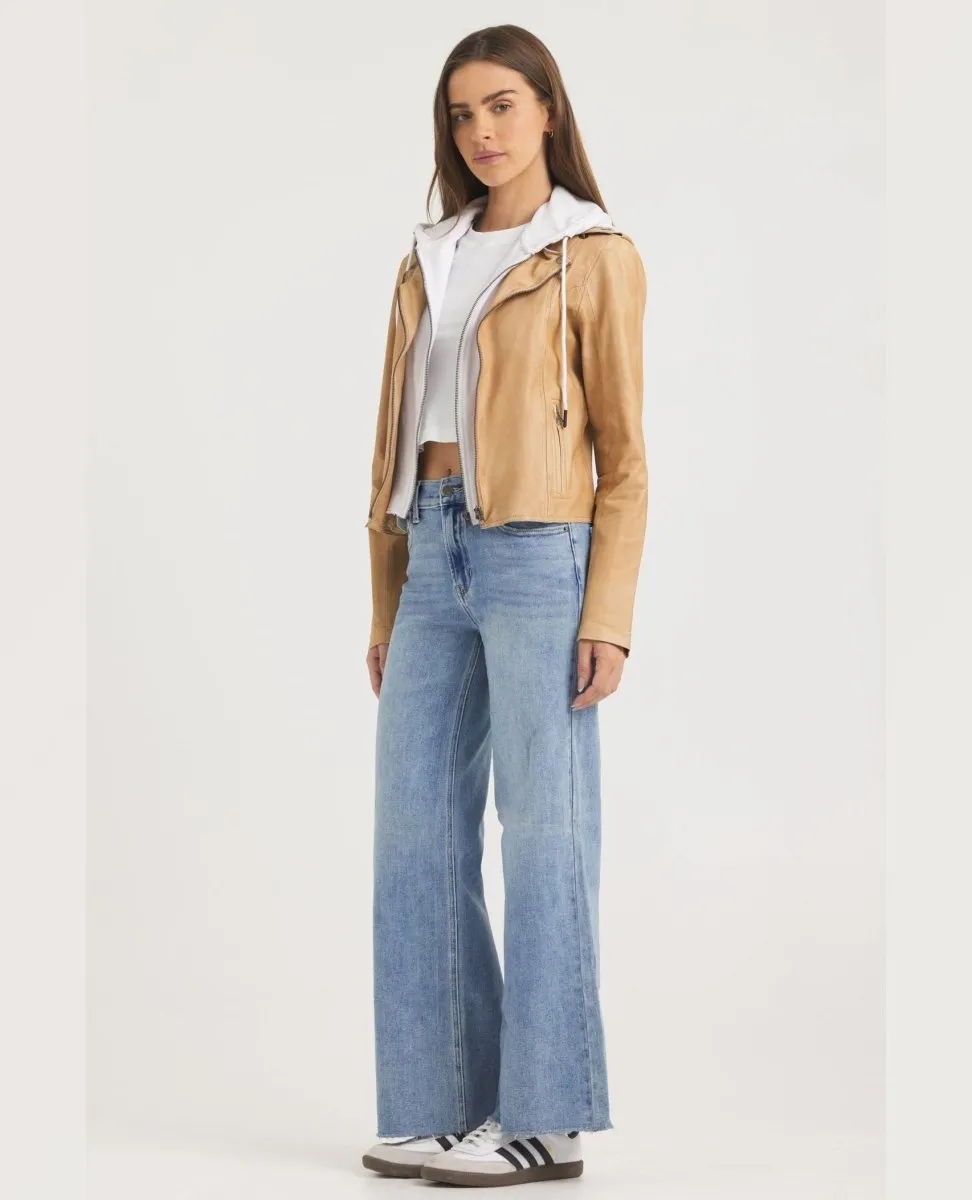 Washable Molly Leather Jacket Au Lait