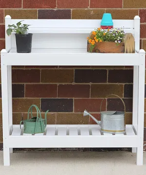 White Potting Bench with 3 Shelves