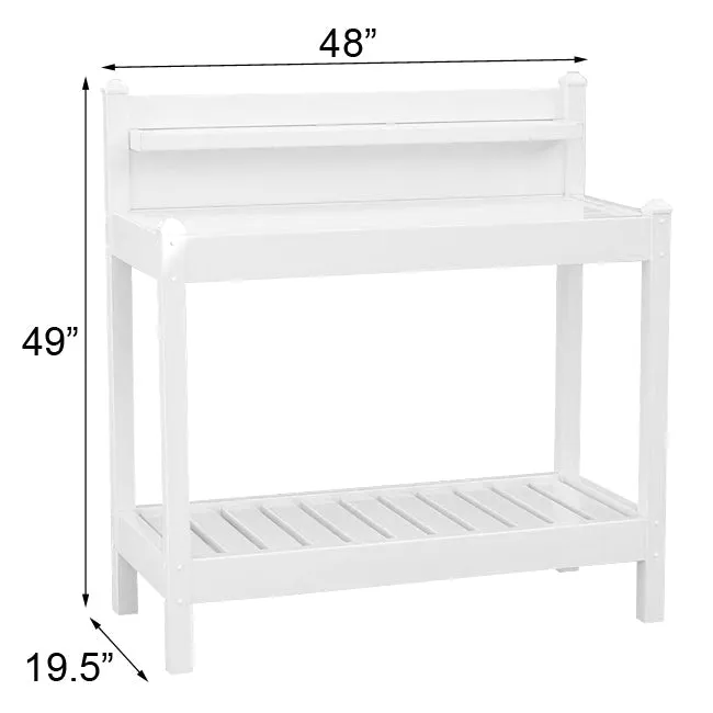 White Potting Bench with 3 Shelves