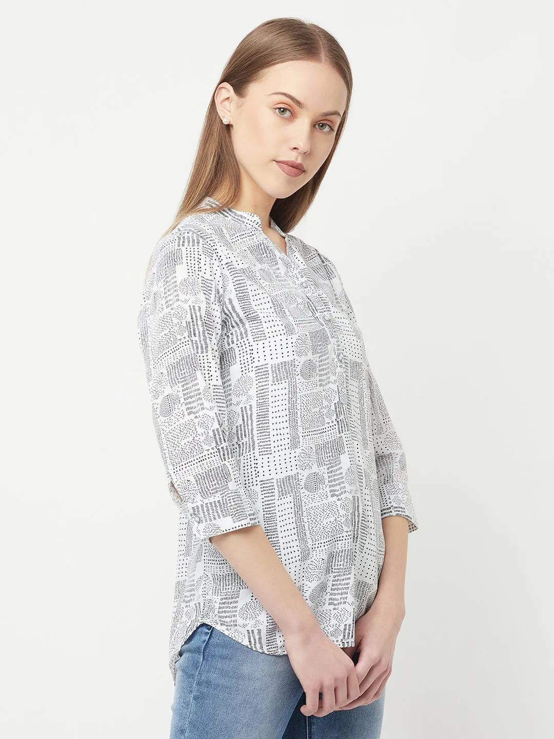 White Printed Top