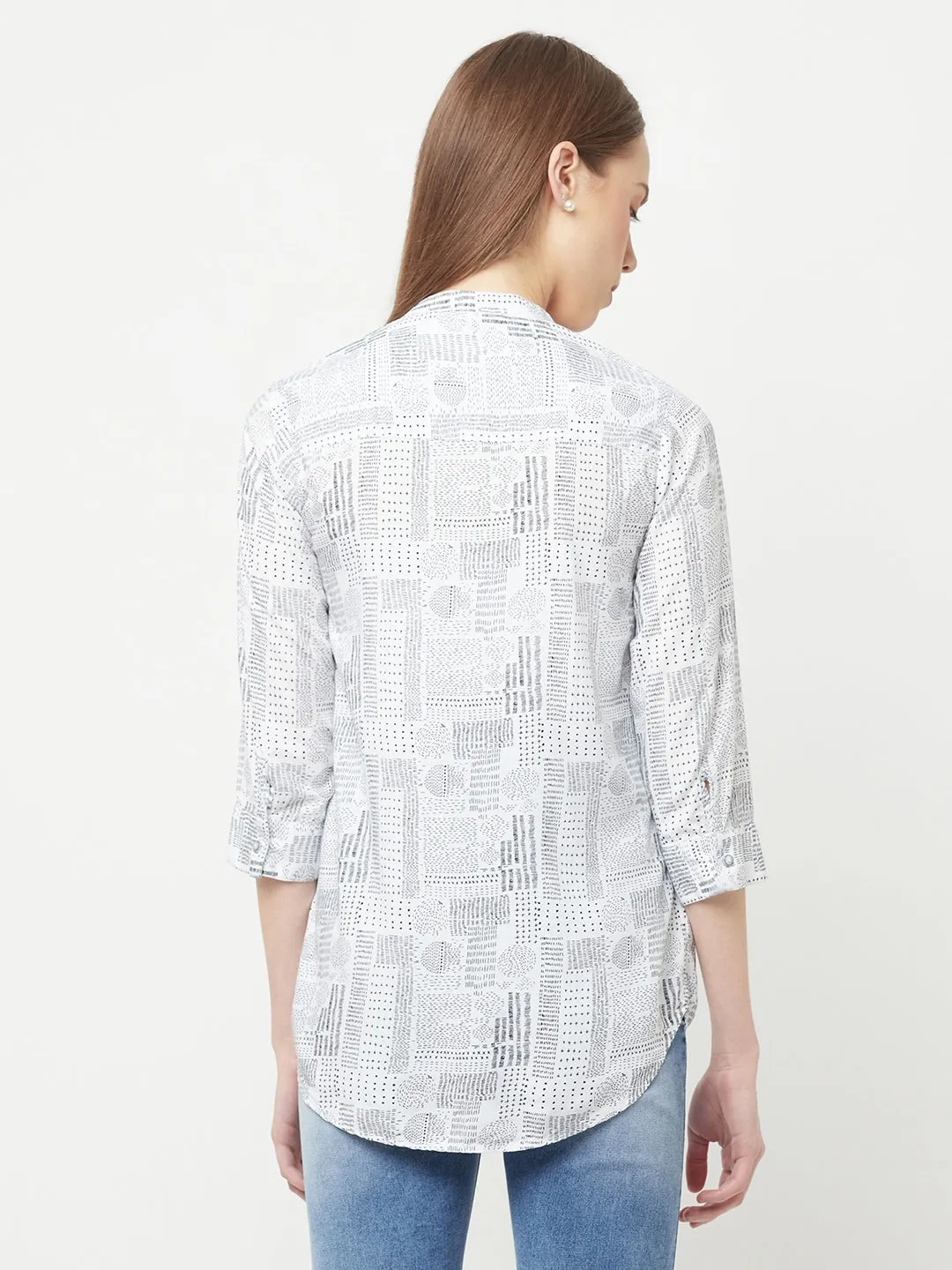 White Printed Top