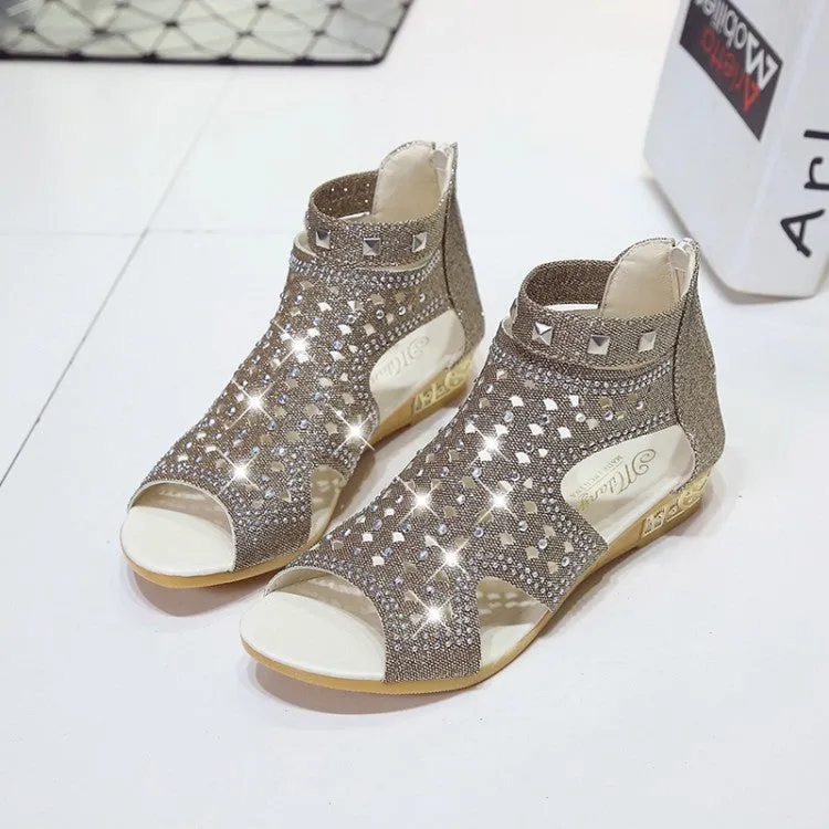 Women's Fish Mouth High Top Back Zip Roman Sandals  