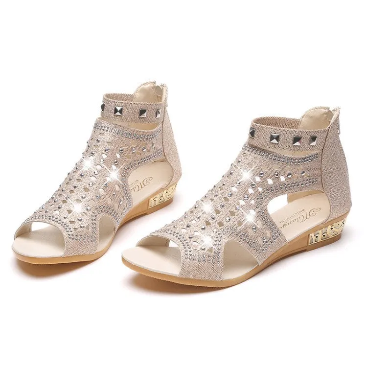 Women's Fish Mouth High Top Back Zip Roman Sandals  