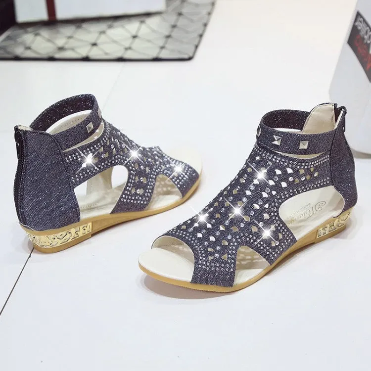 Women's Fish Mouth High Top Back Zip Roman Sandals  