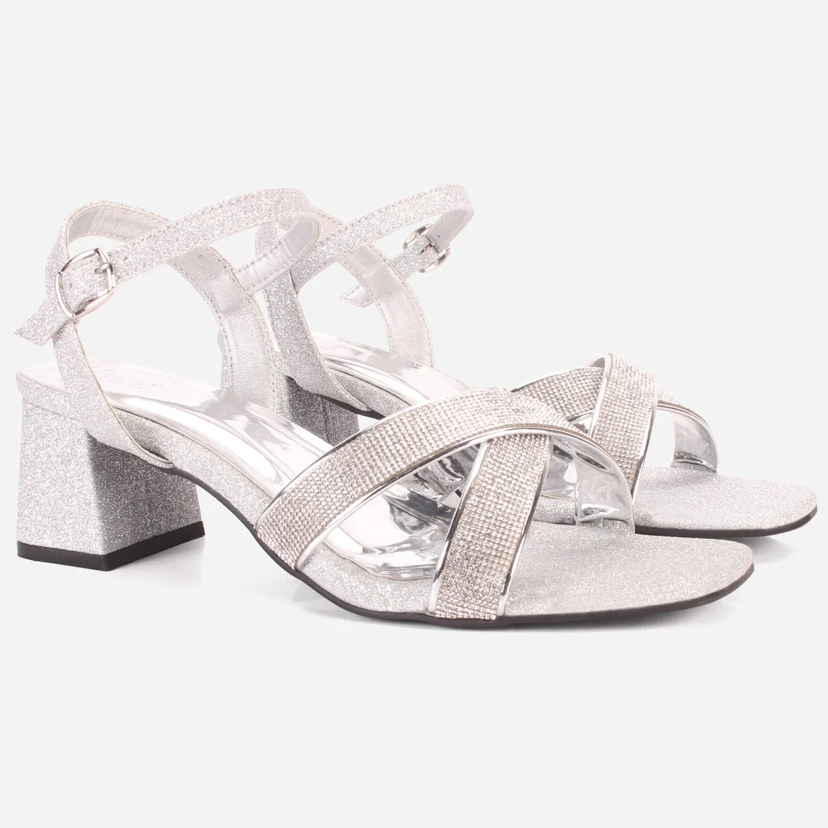Womens "TANIT" Glittery Crossover Strap Sandals