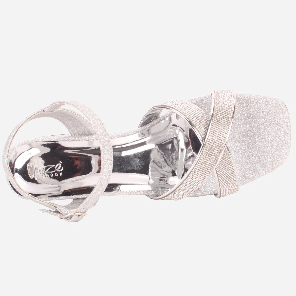 Womens "TANIT" Glittery Crossover Strap Sandals