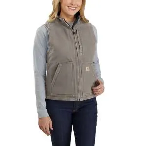 Women's sherpa lined mock neck vest - 104224 032