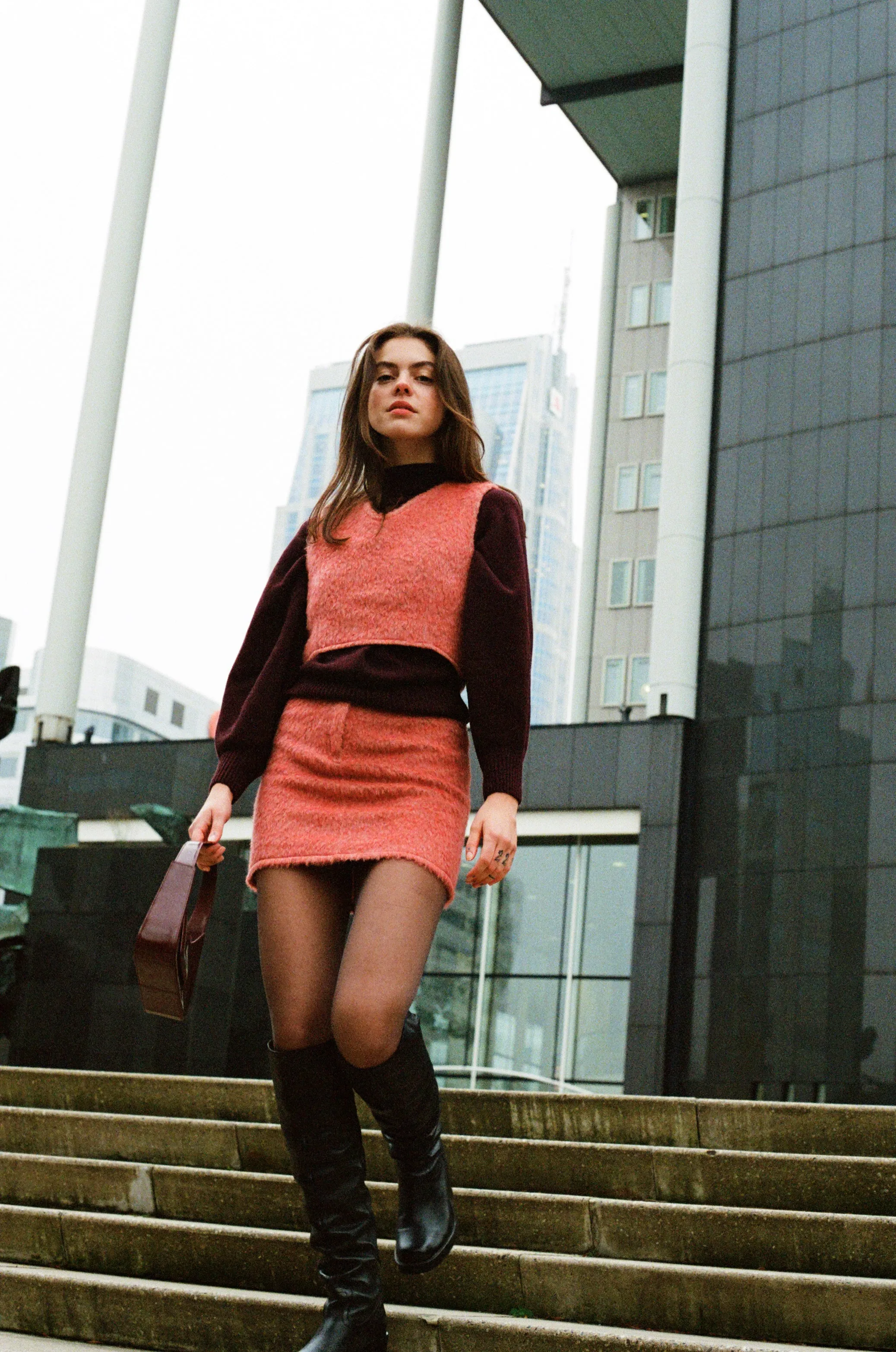 wool mini skirt - sorbet