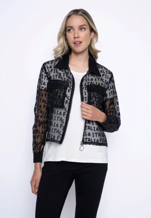 Zip-Front Cropped Embellished Jacket
