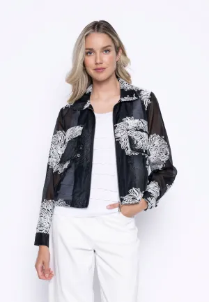 Zip-Front Cropped Embellished Jacket
