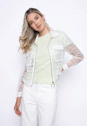 Zip-Front Cropped Embellished Jacket
