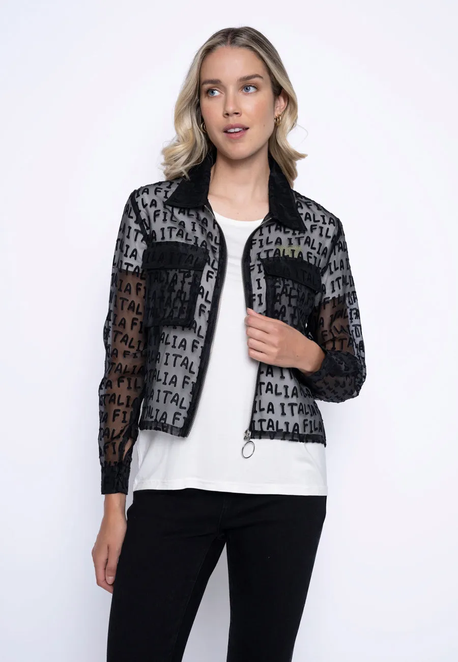 Zip-Front Cropped Embellished Jacket