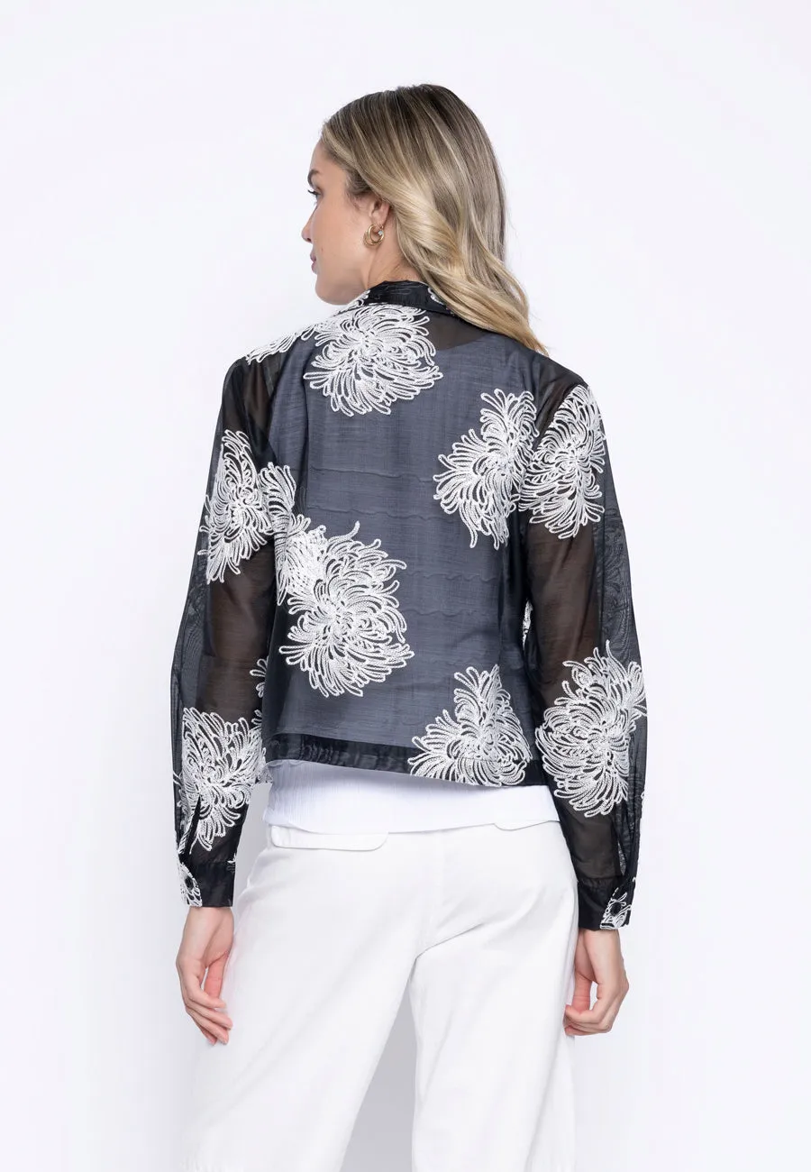 Zip-Front Cropped Embellished Jacket